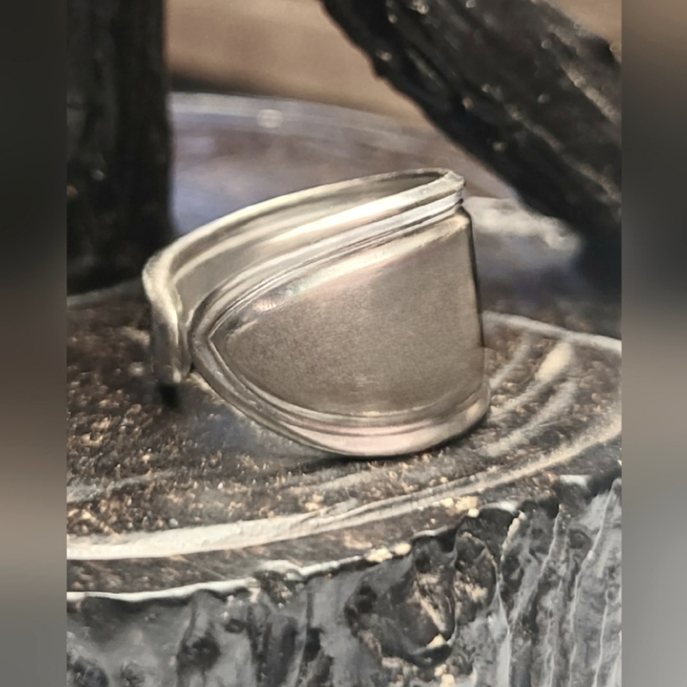 Vintage 1847 Spoon Ring Silver Plated Handmade Boho Retro Original